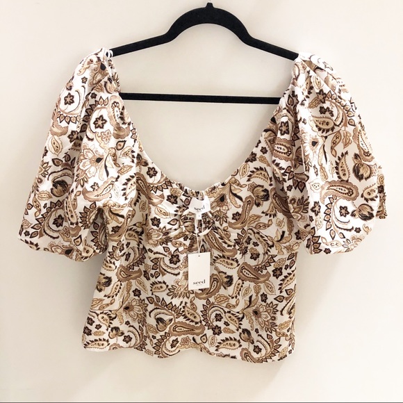 Seed Heritage NEW 10 Paisley Blouson Top Cropped Linen Blend - Picture 5 of 5